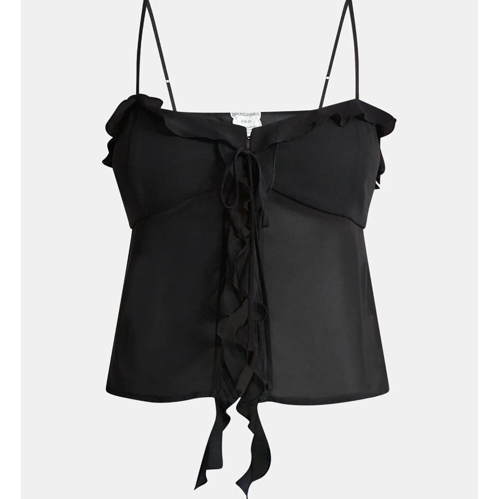 NWT, SZ M, Flyaway Chiffon Cami Top, Black